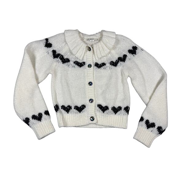 UO Kimchi Blue Marabell Icon Cardigan Y2K Babydoll Hearts White & Black - Small - Picture 4 of 9
